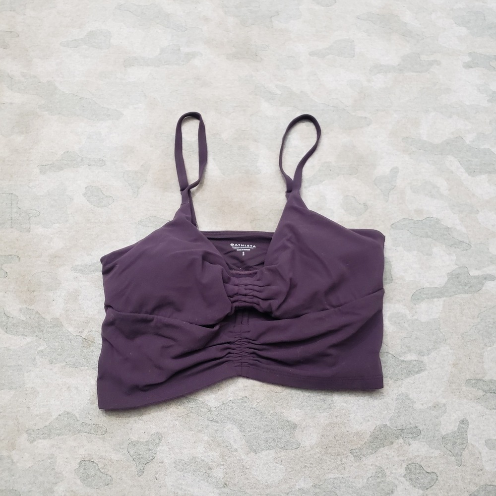 Athleta Sports Bra Women Small Purple Adjustable Strap Yoga Crop